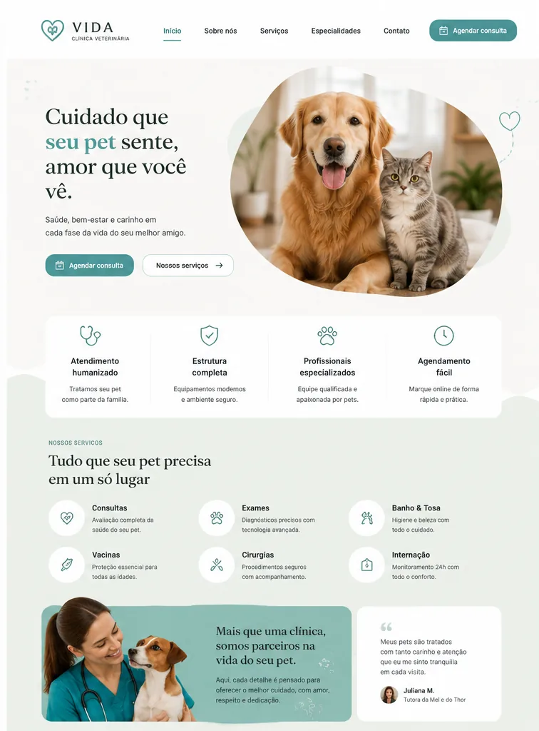 Site de clínica veterinária